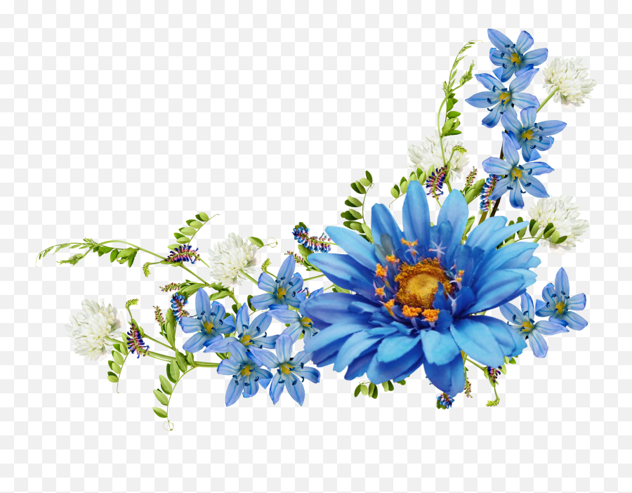 Blue Border Flowers In Png Emoji,Blue Flowers Png
