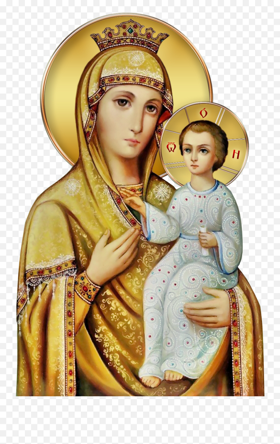 Download Depiction Of The Virgin Mary And Jesus - Mary Emoji,Mary And Jesus Clipart