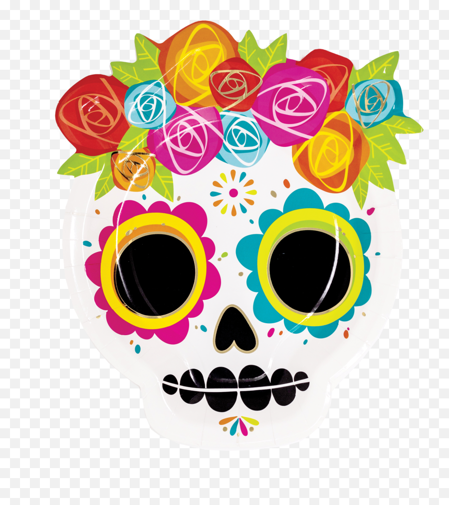 Sugar Skull Paper Plates - Day Of The Dead Paper Plates Emoji,Sugar Skull Clipart