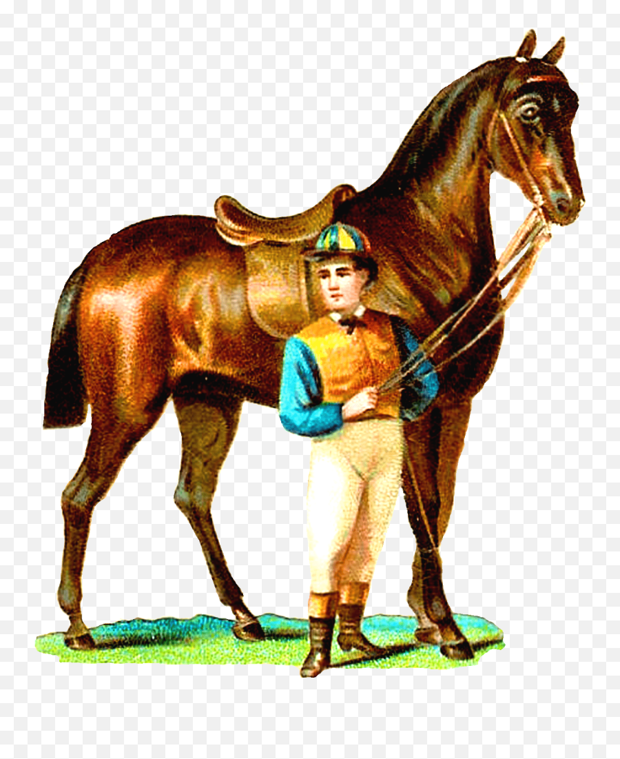 Race Horse And Jockey Vintage Clipart - Clip Art Emoji,Vintage Clipart