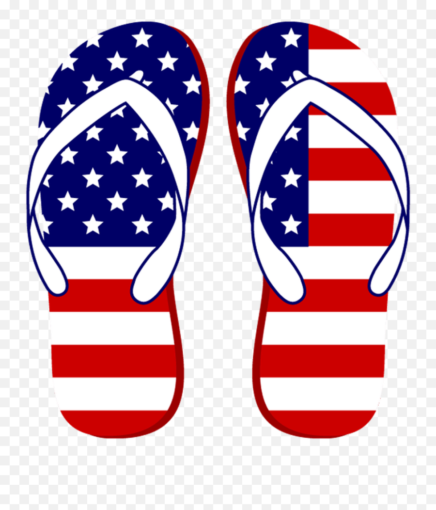 4th Of July Clipart - American Flag Flip Flops Clip Art Emoji,American Flag Clipart
