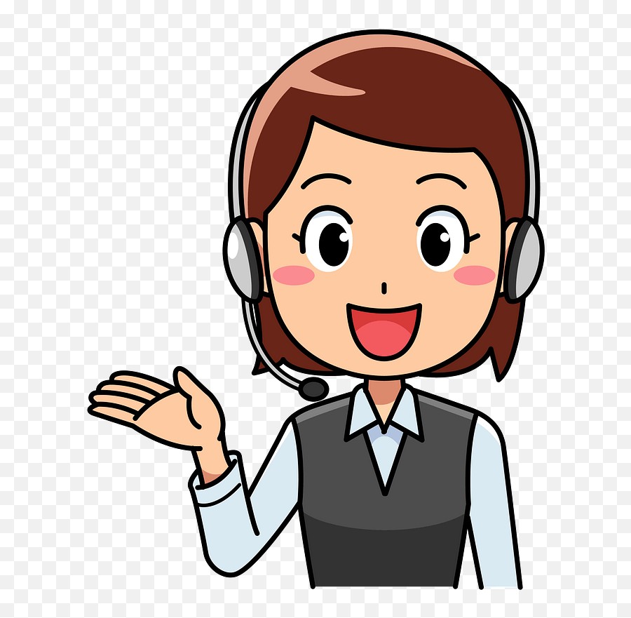 Customer Service Woman Clipart - Cartoon Call Centre Agent Emoji,Service Clipart