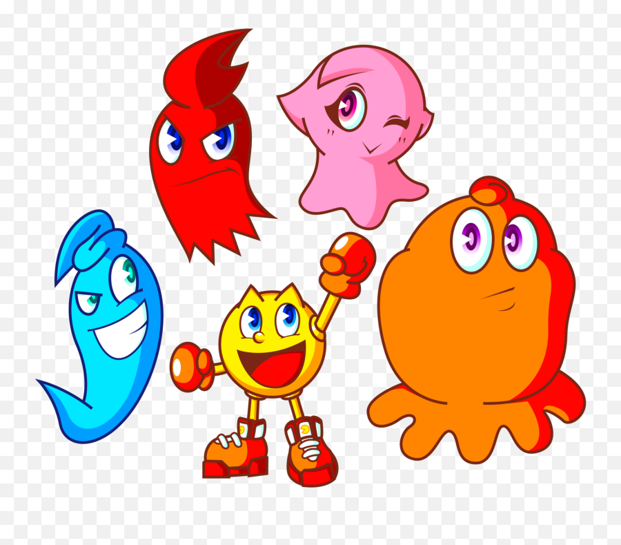 New Pac Man Ghosts Transparent Png - Draw Pacman And Ghost Emoji,Ghosts Clipart