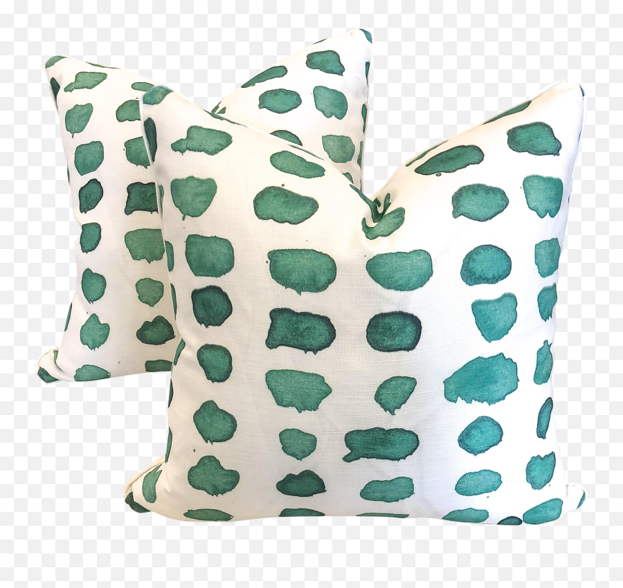 Green Watercolor Dot Pillows - A Pair Emoji,Green Watercolor Png
