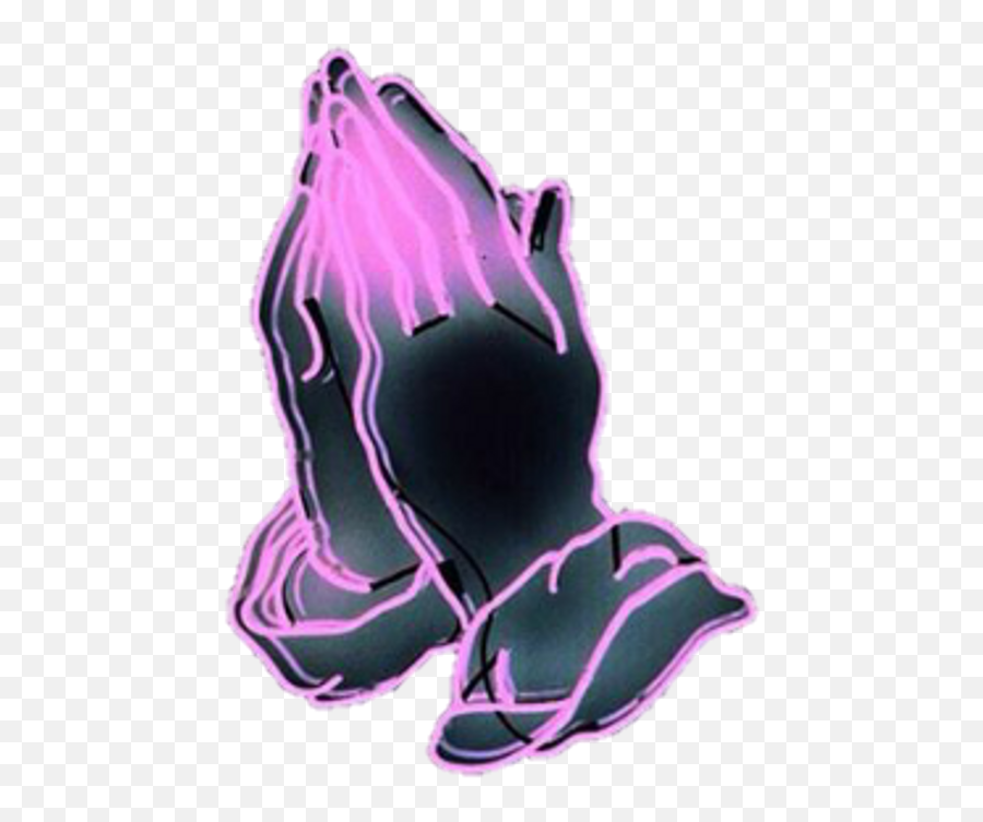 Pray Tumblr Neon Sticker Freetoedit - Purple Neon Prayer Hands Emoji,Prayer Hands Png