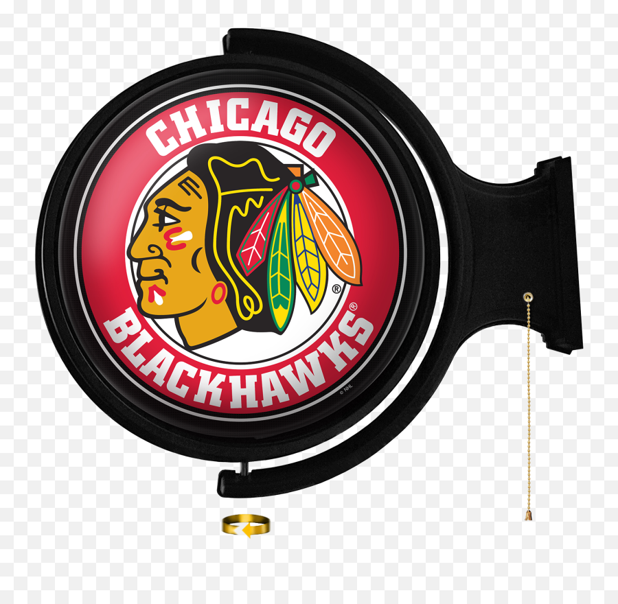 Chicago Blackhawks Original Round Rotating Lighted Wall Sign - Chicago Blackhawks Emoji,Chicago Blackhawks Logo