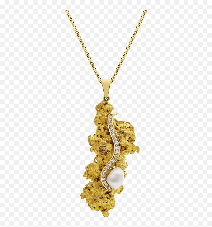 Pearl And Diamond Nugget Pendant - A Graceful Line Of White Emoji,Gold Nugget Png