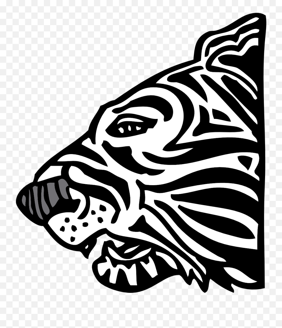 Clip Art Tiger Head Black White Line Art - Clipart Best Emoji,Tiger Head Png