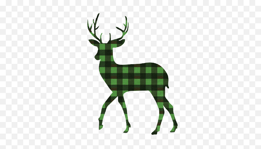 Printable Green Buffalo Check Reindeer Scrapbook Cut File - Deer In Black Colour Emoji,Elk Clipart