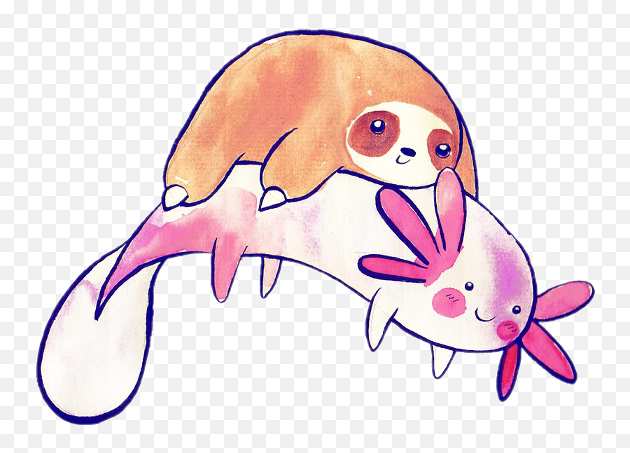 Art Cute Animals Weird Bff Friends Sloth Axolotl - Bff Animals Cute Cartoon Emoji,Axolotl Clipart