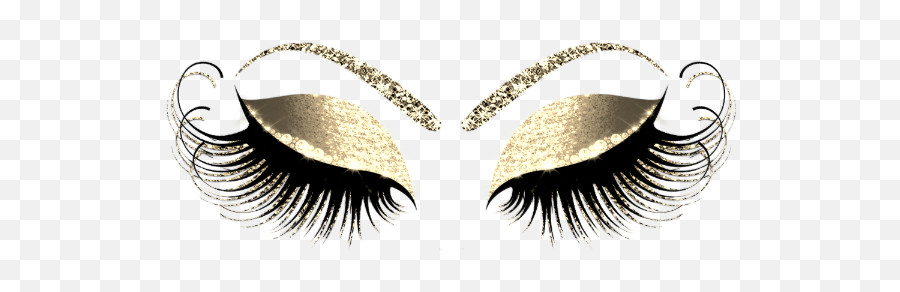 Gold Sepia Glitter Makeup Artist Lashes Brown Vip Business - Gold Lashes Png Emoji,Makeup Clipart