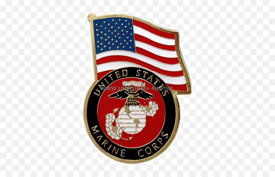 Usmc Emblem With United States Flag Lapel Pin - Solid Emoji,United States Marine Corps Logo