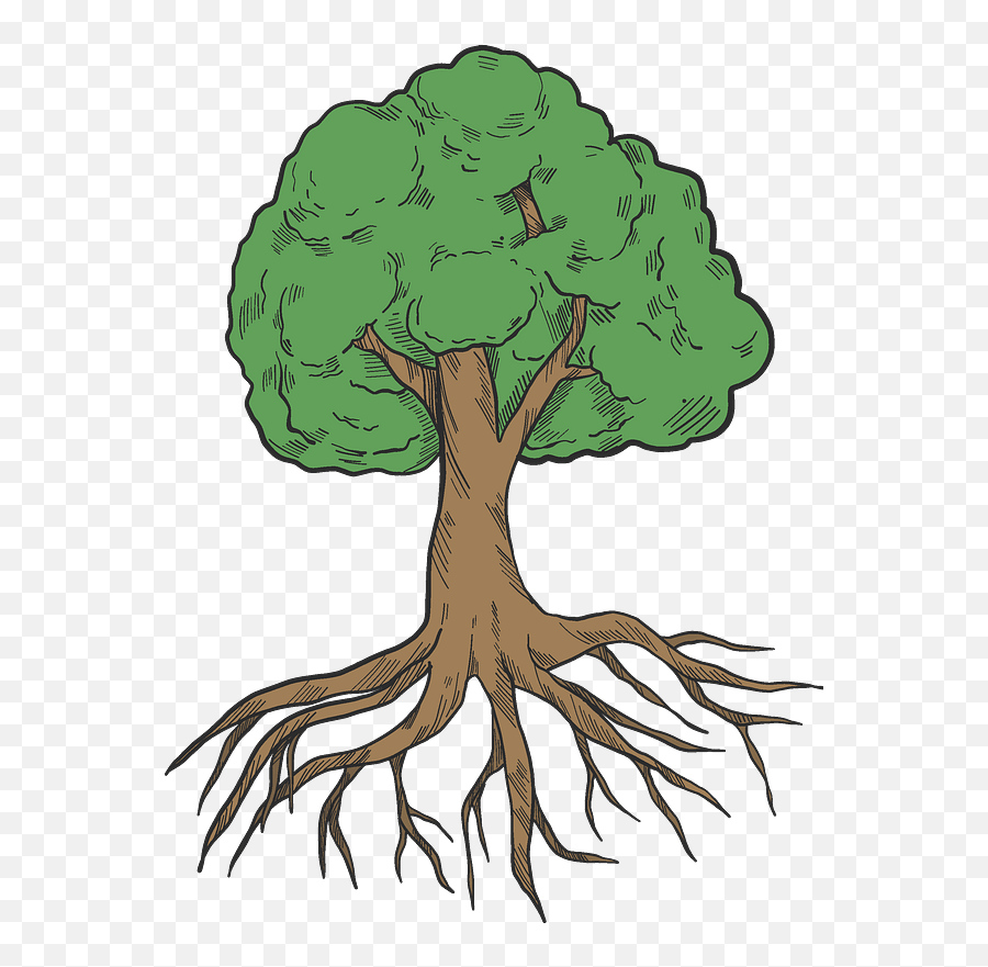 Tree With Roots Clipart - Tree Root Clipart Free Emoji,Roots Clipart