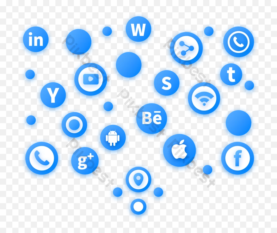 Blue Social Media Icons Psd Free Download - Pikbest Dot Emoji,Social Media Logos