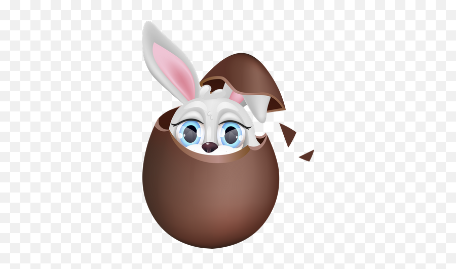 Best Premium Cute Bunny Sitting In Chocolate Egg Emoji,Cute Bunny Png