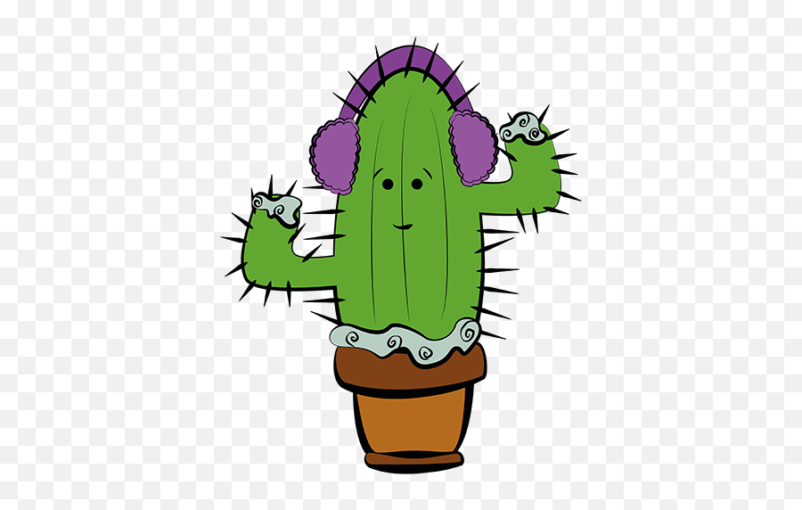 Cactus Family In Winter Clip Art Free - Cactus Free Clipart Emoji,Cactus Clipart