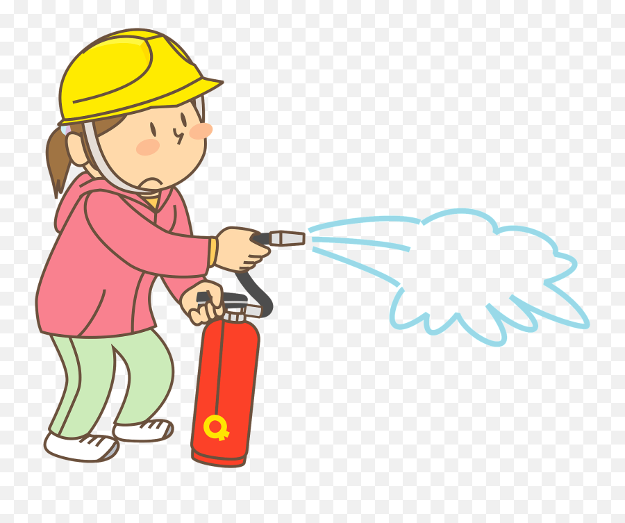 Woman Using A Fire Extinguisher Clipart - Using Fire Extinguisher Clipart Emoji,Fire Extinguisher Clipart