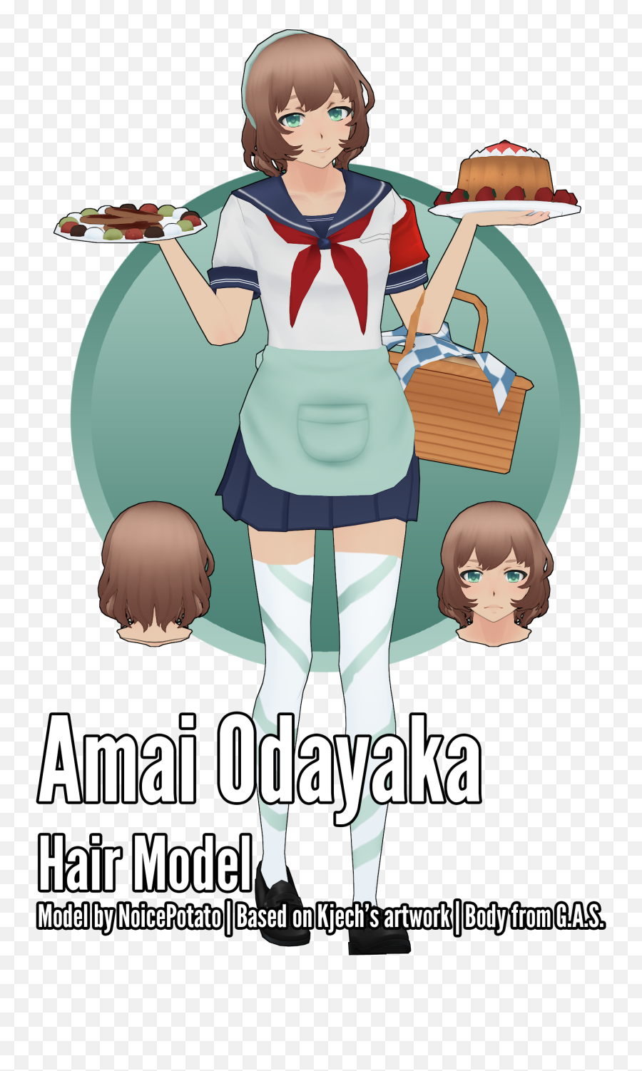 Amai Odayaka Hair Model Trying To Keep Myself Alive In - Amai Yandere Simulator Emoji,Hair Model Png