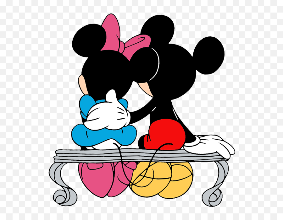 New Mickey Minnie Sitting On A Bench Clipart - Full Size Mickey And Minnie Sitting On A Bench Emoji,Mickey And Minnie Clipart