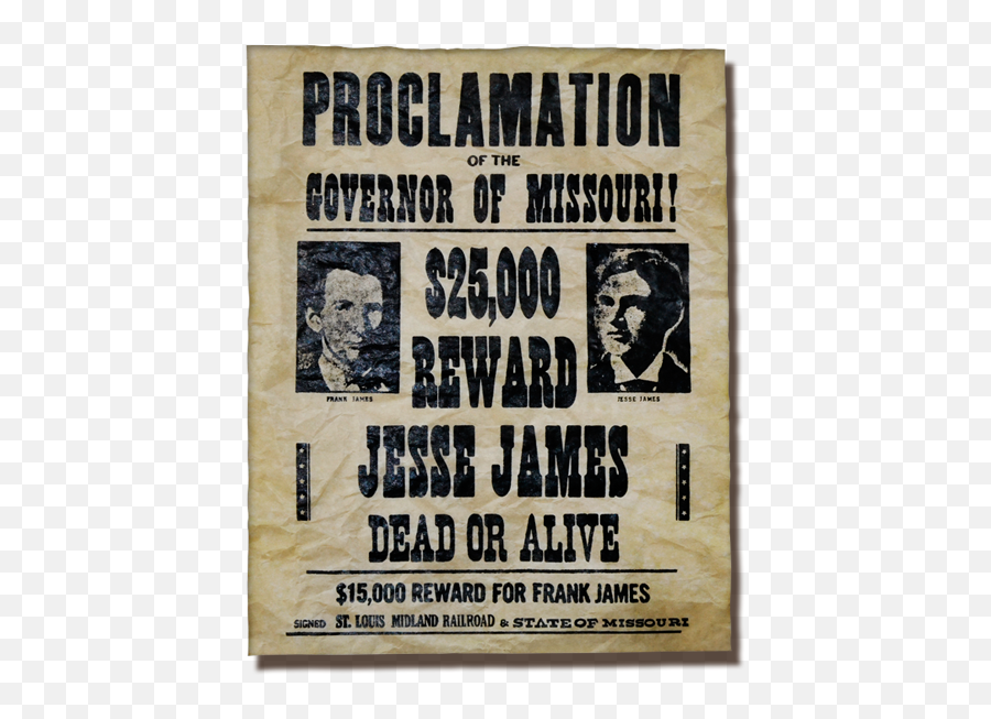 Jesse And Frank James Wanted Poster 1125 Emoji,Wanted Poster Png