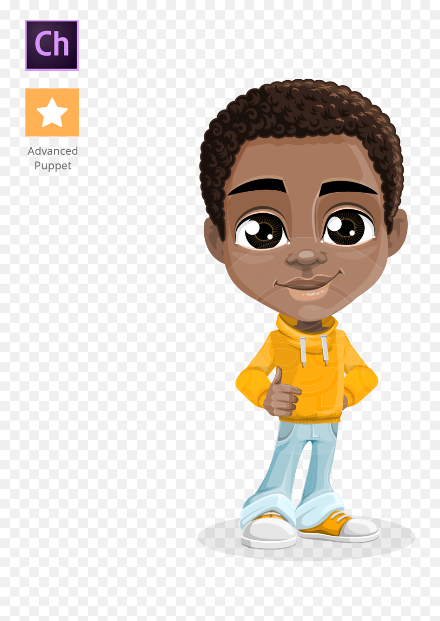 African - American Boy Adobe Character Animator Puppet Emoji,African American Clipart