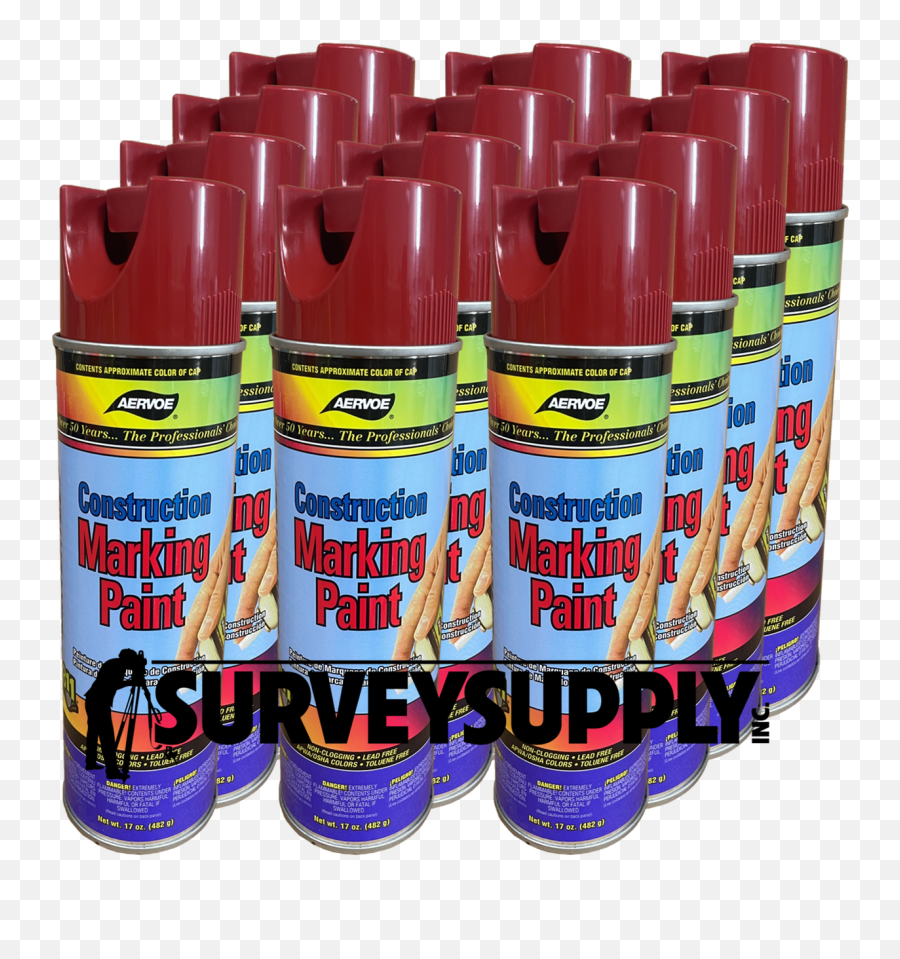 Aervoe Construction Marking Paint Case 12 Cans - Color Red 256 Emoji,Transparent Red Paint