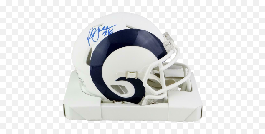 Marshall Faulk Los Angeles Rams Signed La Rams Flat White Mini Helmet Bas Coa St Louis - Revolution Helmets Emoji,La Rams Logo Png