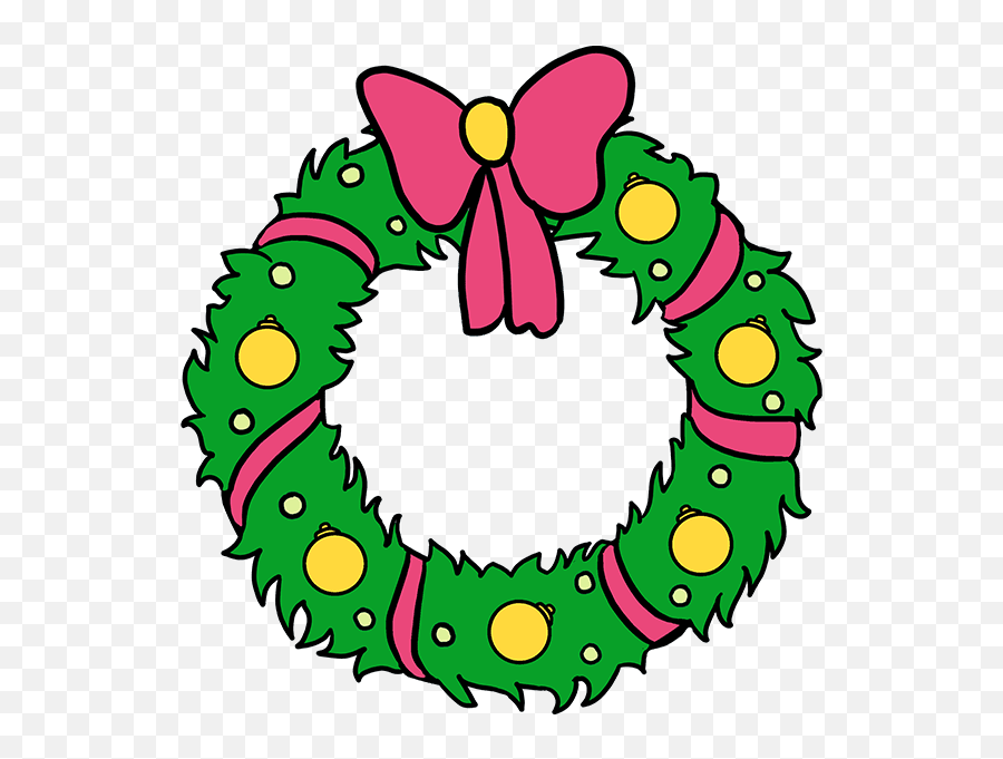 Christmas Wreath Drawing Easy Clipart - Wreathdrawing Emoji,Wreath Clipart