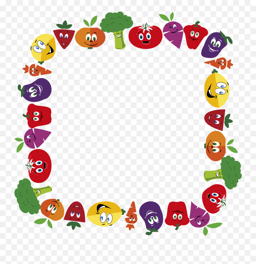 Frame Clip Large - Clipart Fruit Vegetable Border Free Emoji,Fruits And Vegetables Clipart