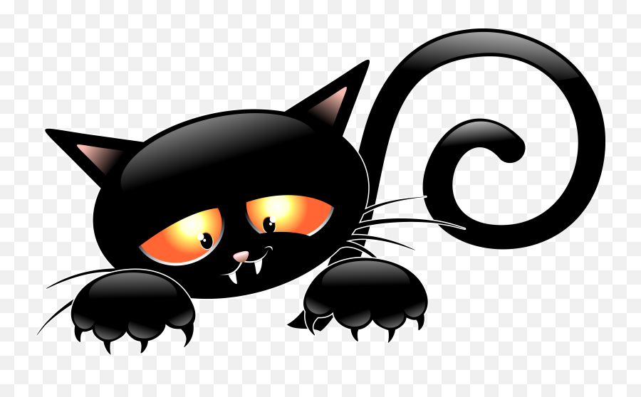 Halloween Clipart Halloween Themes - Halloween Cat Cartoon Png Emoji,Ghosts Clipart