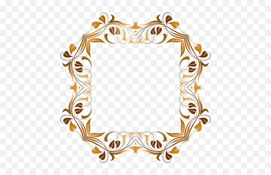 Octagonal Floral Border In Shades Of Gold Clip Art Public Emoji,Free Flourish Clipart