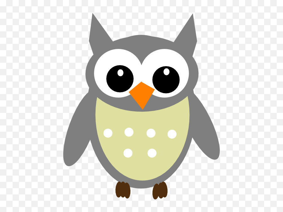 Yellow Gray Owl Clip Art At Clker - Cute Gray Owl Clipart Emoji,Owls Clipart