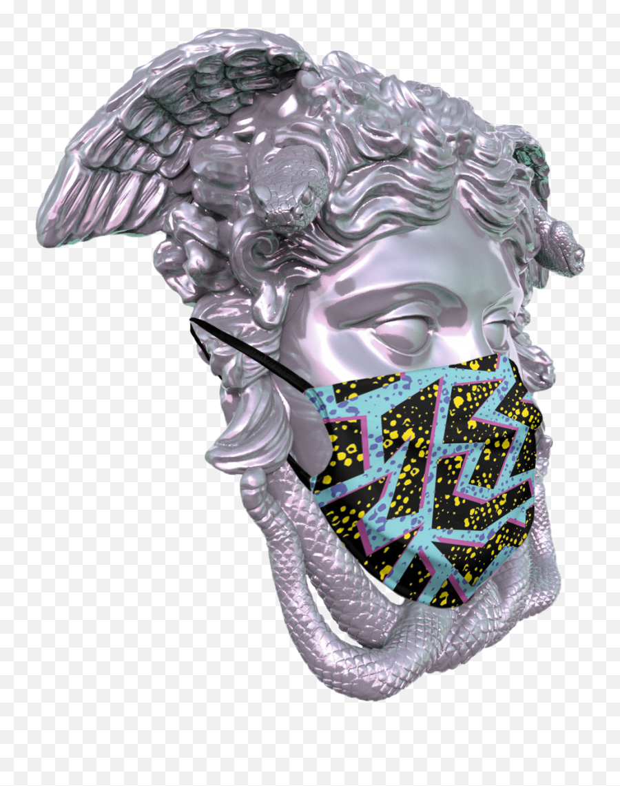 Frazzled Face Mask Emoji,Vaporwave Statue Transparent