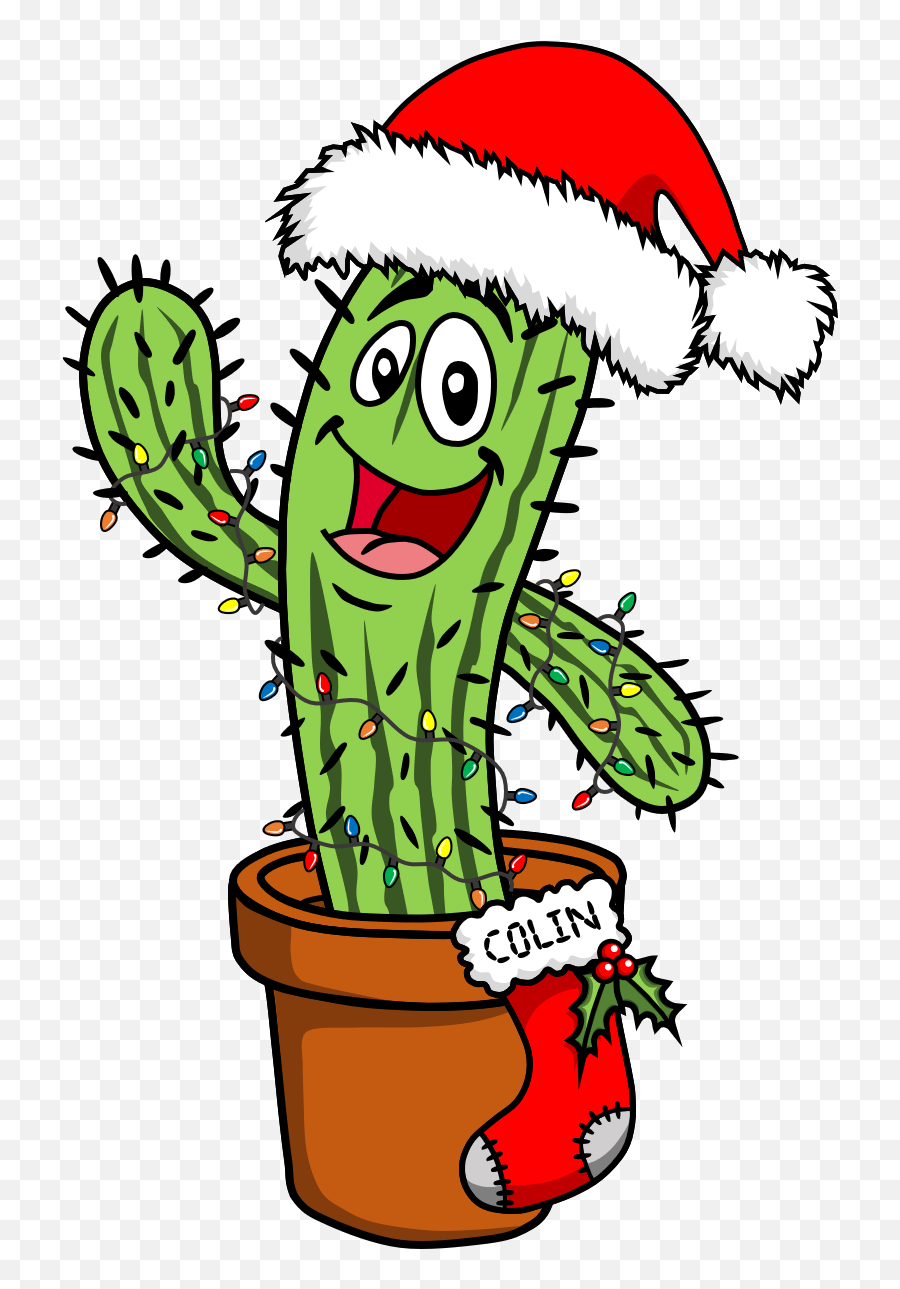 Christmas Cactus Cartoon Png Image With - Cartoon Cactus Christmas Tree Emoji,Cactus Clipart