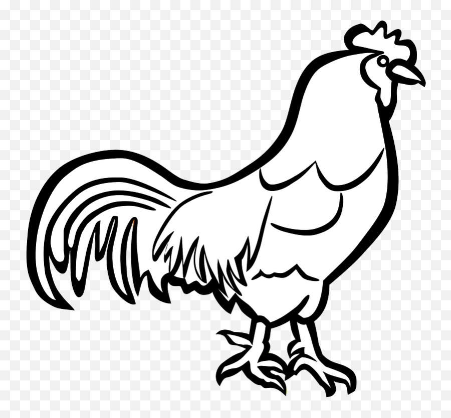 Black And White Line Art Clipart - Rooster Clipart Black And White Emoji,Art Clipart