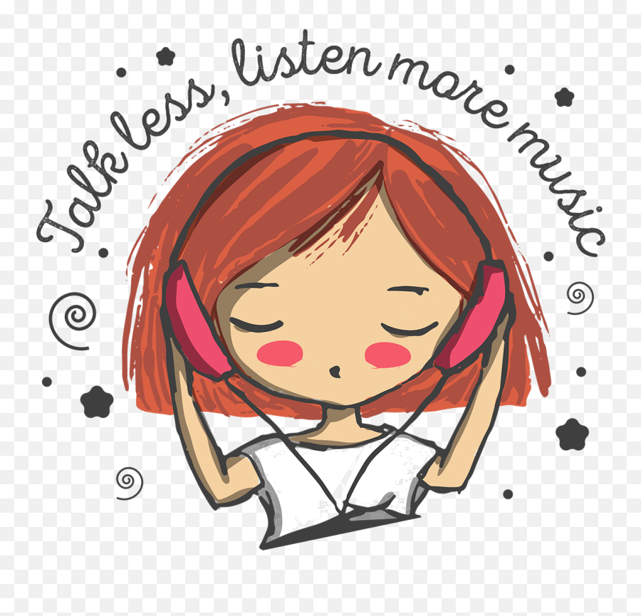 Clipart Girl Listening Music - Talk Less And Listen More Drawing Emoji,Listen Clipart