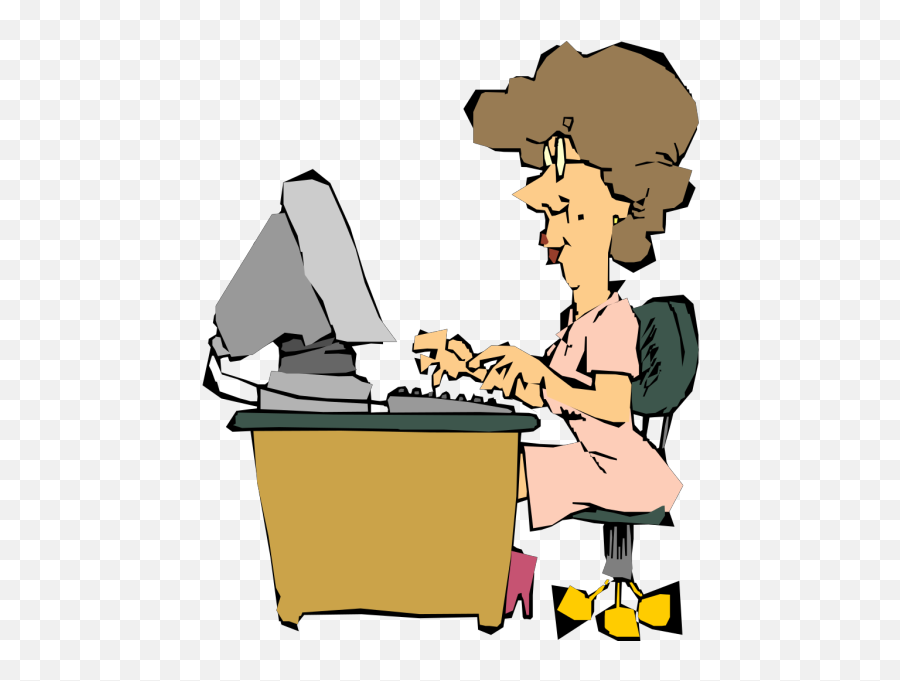 Woman Using A Computer Png Svg Clip Art For Web - Download Emoji,Cartoon Computer Png