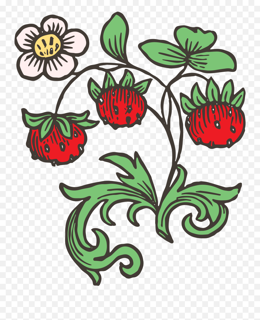 Vintage Strawberry Clipart Vector Art - Floral Emoji,Strawberry Clipart
