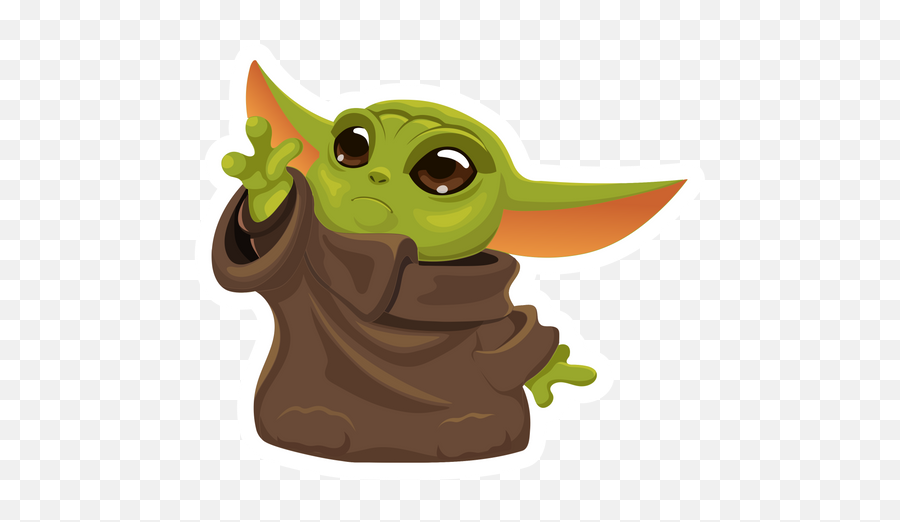 Baby Yoda Trying To Reach Stuff Sticker - Clip Art Baby Yoda Emoji,Baby Yoda Png