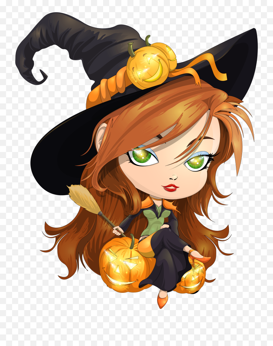 Download Cute Witch Clipart - Cartoon Cute Halloween Witch Emoji,Witches Clipart
