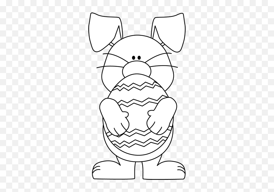 Black And White Easter Bunny Hugging An - Black And White Image Of Easter Bunny Emoji,Easter Clipart Black And White