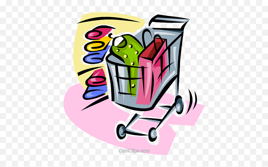 Shopping Cart With Clothing Items - Grocery Shopping Bag Emoji,Shopping Carts Clipart