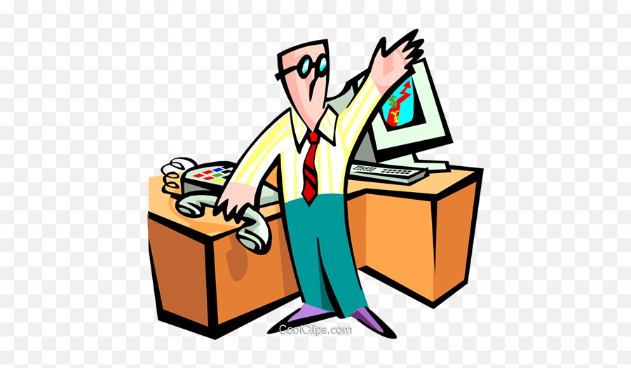Stock Market Man - Cartoon Royalty Free Vector Clip Art Office Worker Emoji,Market Clipart
