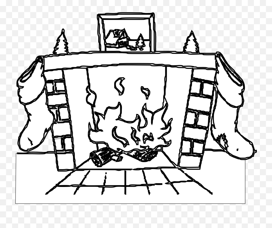Download Hd White Dove Clipart Fire Png - Fireplace Coloring Clipart Black And White Chimney Emoji,Dove Clipart