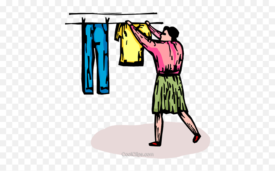 Woman Hanging Clothes On A Clothes Line Royalty Free Vector Emoji,Clothesline Clipart