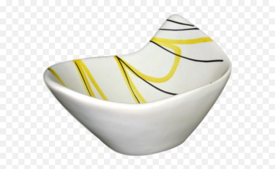 Slanted Ceramic Bowl With Yellow And - Serving Platters Emoji,Black Lines Png