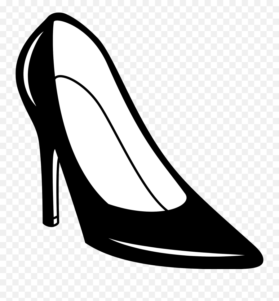 Black High Heel Shoe Clipart - Ladies Shoes Png Black And White Emoji,Shoes Clipart