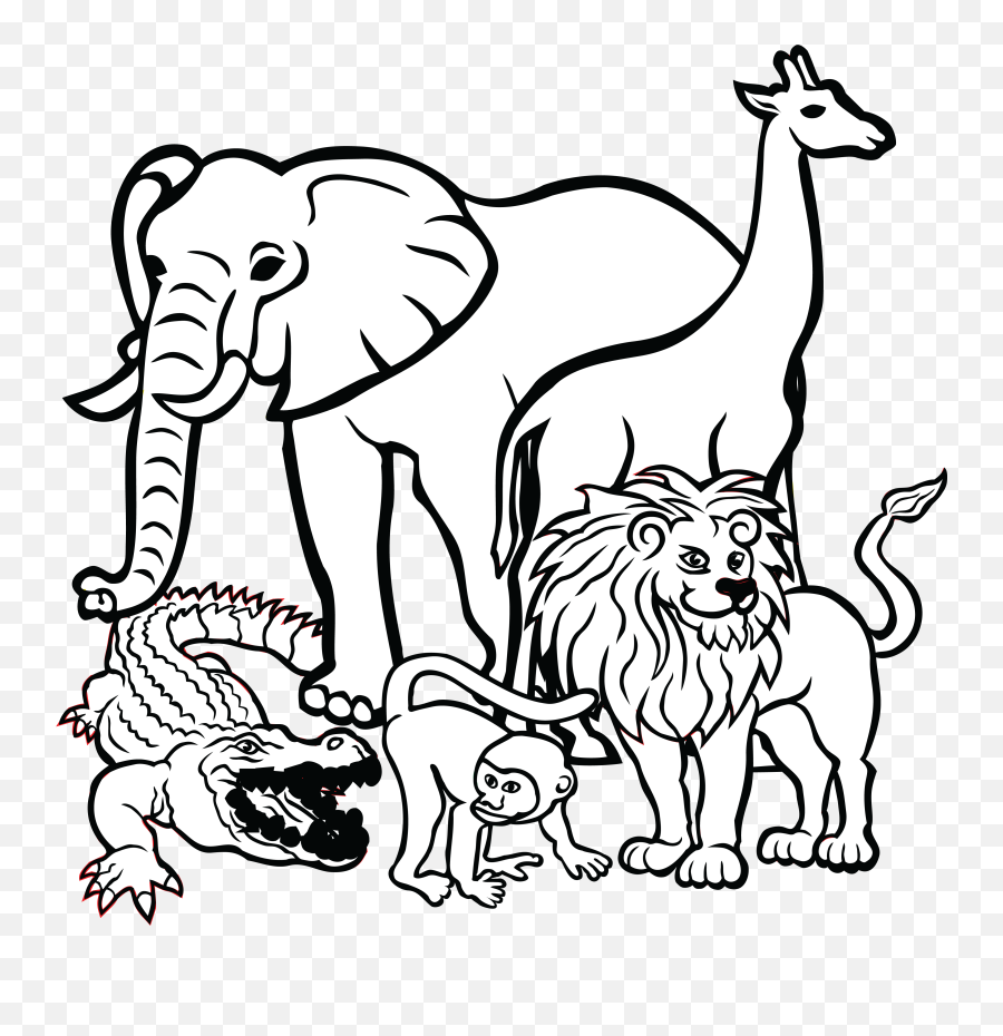 African Animals Emoji,Animal Clipart Black And White