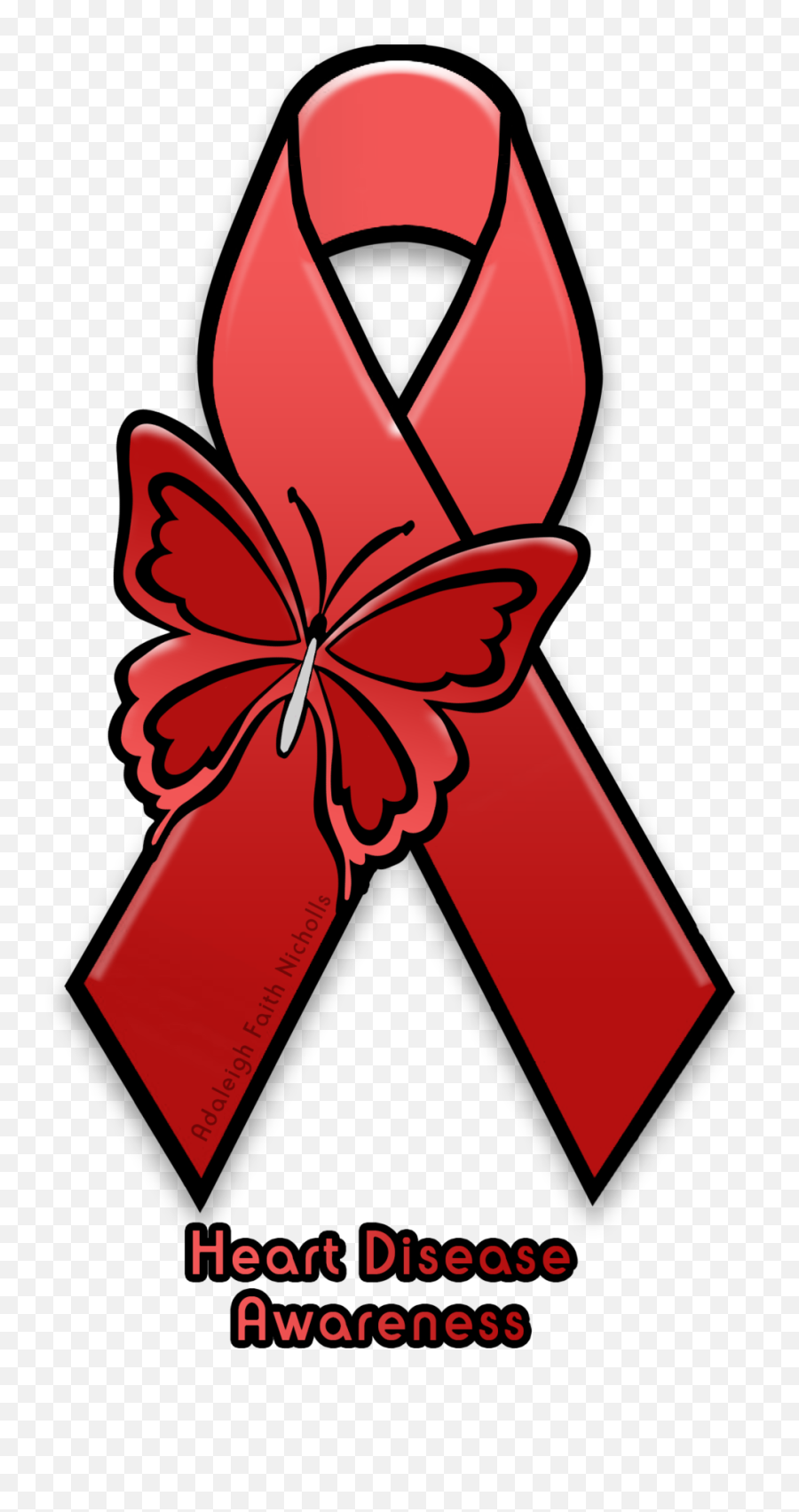 Heart Disease Awareness Ribbon By Adaleighfaith On - Mental Emoji,Green Ribbon Png