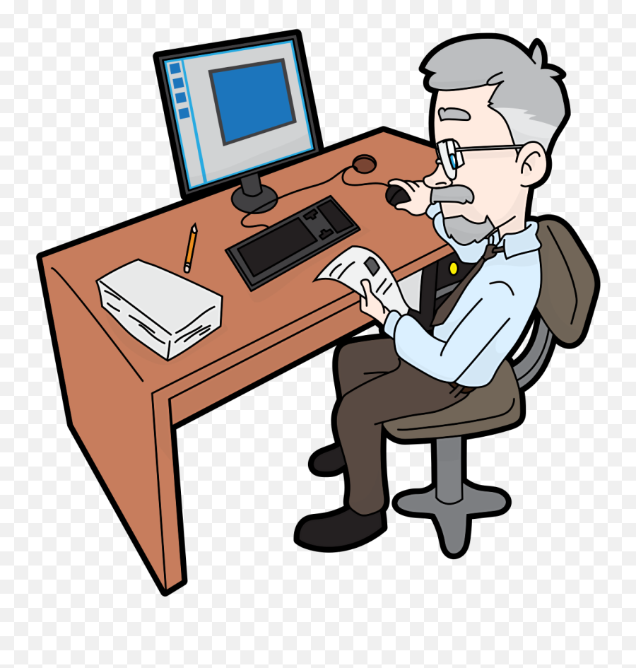 Filesenior Guy At The Office Cartoonsvg - Wikipedia Emoji,Cartoon Computer Png